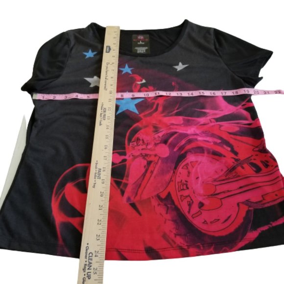 Enyce Graphic Tee Top Black Red Blue Stars Short Sleeve Large NEW - Picture 6 of 8